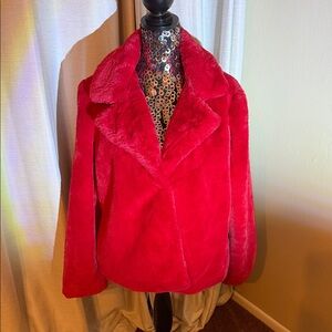 Women's Red Faux Fur Jacket